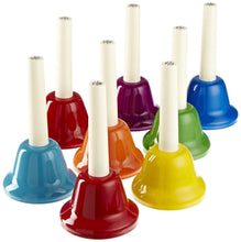 Load image into Gallery viewer, Rhythm Band 8 Note Metal Hand Bells Set of 8 with Case for 8-Note Hand Bells