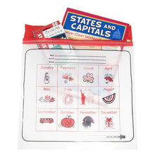 Load image into Gallery viewer, States Capitals Learning Set Wipe-Clean Workbook Flash Card Set - Includes Zipper Storage Bag