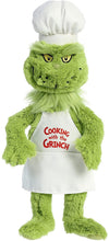 Load image into Gallery viewer, Aurora Dr. Seuss Plush Set of 3: 12" Cindy Lou Who, 14" Chef Cat in the Hat, 14" Chef Grinch, Green with Myriads Drawstring Bag