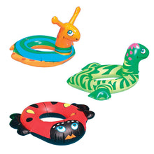 Load image into Gallery viewer, Swimline 24" Animal Inflatable Swim Ring Set: Snail, Lady Bug &amp; Baby Dino Swimming Pool Child Floats