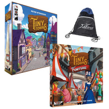 Load image into Gallery viewer, Tiny Towns Board Game and Tiny Towns: Fortune Expansion with Myriads Drawstring Bag