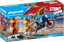 Load image into Gallery viewer, PLAYMOBIL Stunt Show Motocross with Fiery Wall