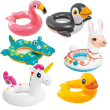 Load image into Gallery viewer, Intex Set of 6 Kid-Sized Swim Ring Floaties: Ducky, Penguin, Alligator, Llama, Unicorn, Flamingo