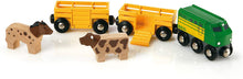 Load image into Gallery viewer, Brio World Farm Train 5 Piece Wooden Toy Train Set for Kids Age 3 and Up