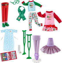 Load image into Gallery viewer, The Elf on the Shelf Claus Couture 2021 Complete Set of 5: Magifreez Tiny Tiding Tutu &amp; Holiday Hipster, Yummy Cooke Nightgown &amp; PJs, Elf Care Kit and Exclusive Joy Bag