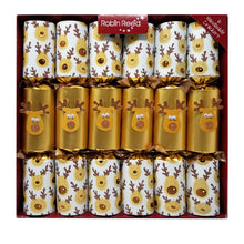 Load image into Gallery viewer, Robin Reed English Holiday Christmas Crackers, Set of 6 (13") - Gold Racing Reindeer