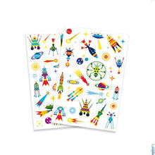 Load image into Gallery viewer, Djeco Space Oddity Temporary Tattoos Glow In The Dark