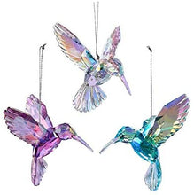 Load image into Gallery viewer, Kurt Adler Shiny Acrylic Hummingbird Ornament Set of 6: Blue, Purple, Green, Crystal, Pink, and Aqua