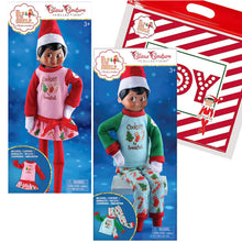 Load image into Gallery viewer, The Elf on the Shelf Claus Couture Cookies for Breakfast Set of 2: Yummy Cookie Nightgown and Yummy Cookie PJs, with Joy Travel Bag