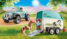 Load image into Gallery viewer, PLAYMOBIL Car with Pony Trailer