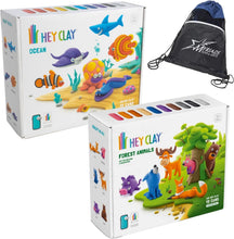 Load image into Gallery viewer, Hey Clay Ocean Creatures &amp; Forest Animals Bundle with Exclusive Myriads Drawstring Bag