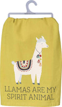 Load image into Gallery viewer, Primitives by Kathy 2 Kitchen Towels Llamas Are My Spirit Animal and Sparkle Wherever You Go Unicorn