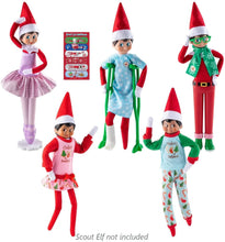 Load image into Gallery viewer, The Elf on the Shelf Claus Couture 2021 Complete Set of 5: Magifreez Tiny Tiding Tutu &amp; Holiday Hipster, Yummy Cooke Nightgown &amp; PJs, Elf Care Kit and Exclusive Joy Bag