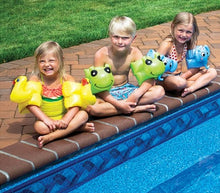 Load image into Gallery viewer, Swimline Inflatable Animal Arm Band 3 Pack - Elephant, Frog, and Ducky, with Drawstring Storage Bag