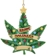 Load image into Gallery viewer, Kurt Adler 4" Resin Christmas Ornament Cannabis Happy Holidaze Standard
