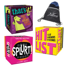 Load image into Gallery viewer, Gamewright Party Game Set of 3: That's It!, Splurt and Hit List with Drawstring Giftbag