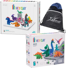 Load image into Gallery viewer, Hey Clay Dino Bundle: 15 Cans Dinos &amp; 18 Cans Mega Dinos with Exclusive Myriads Drawstring Bag