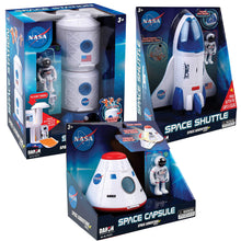 Load image into Gallery viewer, Daron Space Adventure Series Set of 3: NASA Space Capsule, Space Shuttle, and Space Station with Bag