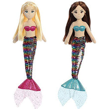 Load image into Gallery viewer, Aurora 18" Sequin Sea Sparkles Plush Mermaids, Set of 2: Isla and Miya, with Drawstring Bag
