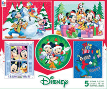 Load image into Gallery viewer, Ceaco - Disney 5 in 1 Multipack Puzzle Set, Disney Holiday Fun