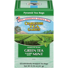 Load image into Gallery viewer, Charleston Tea Garden Green Tea Flavored with Mint 12 Pyramid Tea Bags