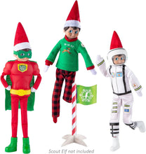 Load image into Gallery viewer, The Elf on the Shelf Claus Couture Set of 3: Mighty Superhero, I'm So Fly PJs, and Clausmonaut ELF NOT INCLUDED