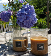 Load image into Gallery viewer, Drink Periodically Set of 2 Laboratory Beaker Caffeine Mugs-Clear Glass-13.5oz Each