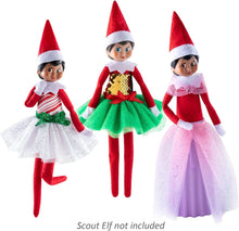 Load image into Gallery viewer, The Elf on the Shelf Claus Couture Glitter Outfit Bundle 3 Pack: Holly Days, Candy Cane, and Magi-Freeze Glitzy Gala