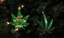 Load image into Gallery viewer, Kurt Adler 4.25" Merry Marijuana Christmas Ornament Set of 3: 1 Happy Holidaze &amp; 2 Shimmery Green