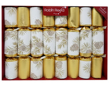 Load image into Gallery viewer, Robin Reed English Holiday Christmas Crackers, Pack of 8 x 10" - Gold Glitter Pine Cone