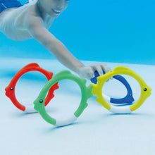 Load image into Gallery viewer, Intex Pool Diving Toys Set of 3: Underwater Fun Balls, Fish Rings, Play Sticks with a Drawstring Bag