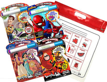 Load image into Gallery viewer, Disney PIXAR No Mess Activity and Coloring Book 4 Pack: Toy Story, Aladdin, The Incredibles, and Spiderman