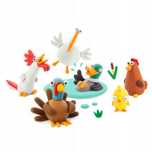 Load image into Gallery viewer, Hey Clay Set of 2: All New Mega Dinos and Farm Birds, with Drawstring Bag