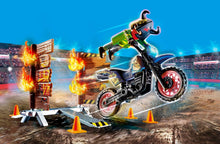 Load image into Gallery viewer, PLAYMOBIL Stunt Show Motocross with Fiery Wall