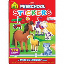 Load image into Gallery viewer, School Zone Preschool Stickers Workbook for Ages 4-6, 64 Pages by Julie Orr (Paperback)