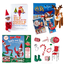 Load image into Gallery viewer, The Elf on the Shelf Starter Set: Dark-Tone Boy Elf, Soaring Snowflake, Elf's Story DVD, Reindeer Elf Pet &amp; Scout Elves Tools and Tips Kit