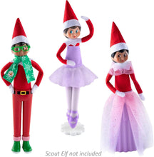Load image into Gallery viewer, The Elf on the Shelf Magi-Freeze Set of 3: Holiday Hipster, Glitzy Gala Dress, and Tiny Tidings Tutu (Elf Not Included)