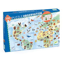 Load image into Gallery viewer, Djeco Observation World Animals + Booklet 100-Piece Puzzle