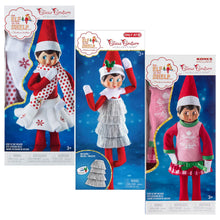 Load image into Gallery viewer, The Elf on the Shelf Claus Couture Set of 3: Snowflake Skirt and Scarf, Tiny Tinsel Dress, and Starry Night-Gown