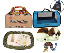 Load image into Gallery viewer, Perfect Petzzz Shih Tzu Plush Breathing Dog with Blue Tote, Food, Treats, Chew Toy &amp; Myriads Bag