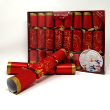 Load image into Gallery viewer, Robin Reed English Holiday Christmas Crackers, Pack of 8 x 10" - Red Floral Glitter