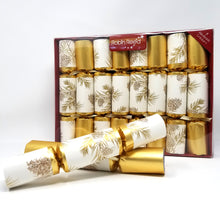 Load image into Gallery viewer, Robin Reed English Holiday Christmas Crackers, Pack of 8 x 10" - Gold Glitter Pine Cone
