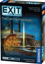 Load image into Gallery viewer, EXIT: The Game World Mystery Set – The Pharaoh’s Tomb, The Stormy Flight, and Theft on the Mississippi with Drawstring Bag