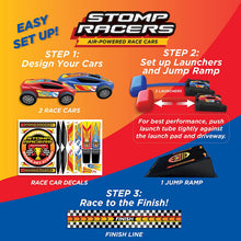 Load image into Gallery viewer, New Stomp Rocket Dueling Stomp Racers, 2 Toy Car Launchers and 2 Air Powered Cars with Ramp and Finish Line. Great for Outdoor and Indoor Play
