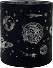 Load image into Gallery viewer, Glass Coffee Mug, 16oz: Frosted Black with Solar System Design