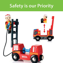 Load image into Gallery viewer, BRIO Rescue Firefighter Set 18 Piece Train Toy with a Fire Truck, Accessories &amp; Wooden Tracks for Ages 3+