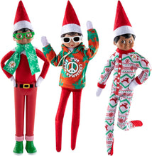 Load image into Gallery viewer, The Elf on the Shelf Claus Couture Set of 3: Holiday Hipster, Groovy Greetings Hoodie, and Wonderland Onesie (Elf Not Included)