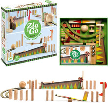 Load image into Gallery viewer, DJECO Zig &amp; Go Wooden Domino Race Construction Set, 27 Pieces