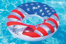 Load image into Gallery viewer, Swimline Americana Inflatable Pool Toys: 22" Glitter Ball 72" Floating Mattress 36" Donut Ring &amp; Bag