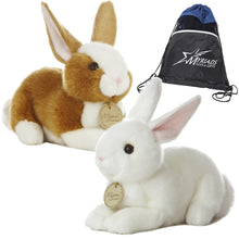 Load image into Gallery viewer, Aurora Easter Plush Set of 2: Miyoni - 8" American White Rabbit and 8" Dutch Rabbit, with Drawstring Bag